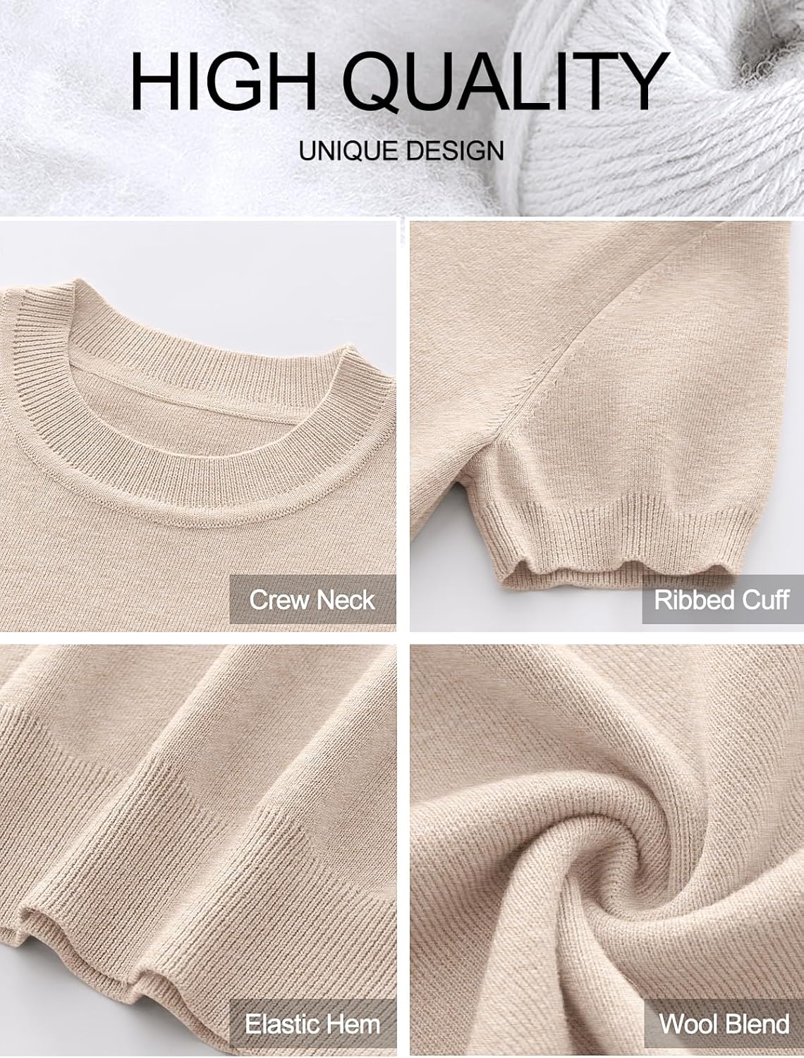 ANRABESS Womens Short Sleeve Sweaters