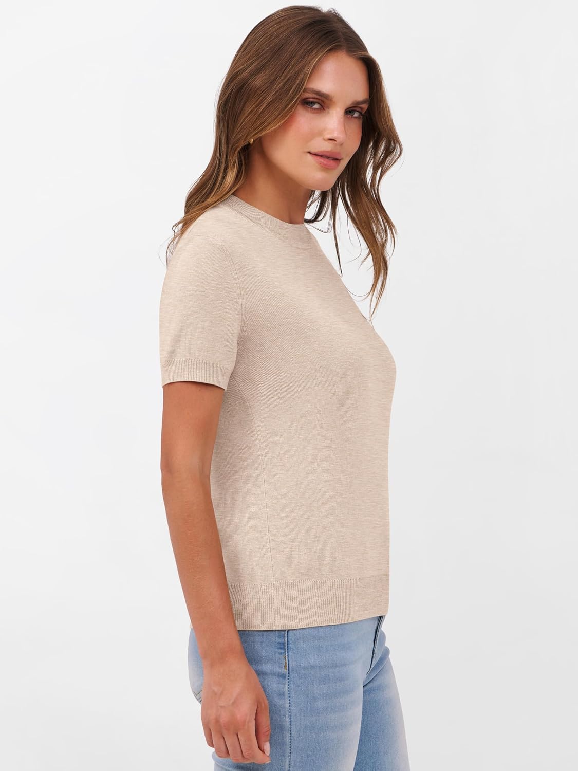 ANRABESS Womens Short Sleeve Sweaters