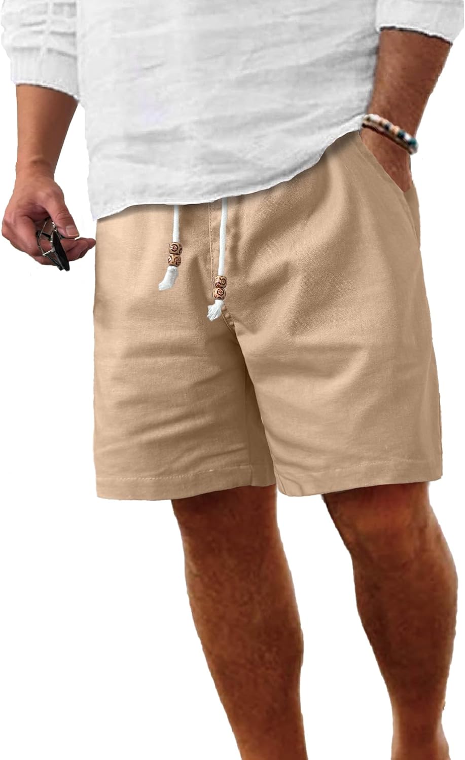 Comdecevis Men's Linen Shorts Casual