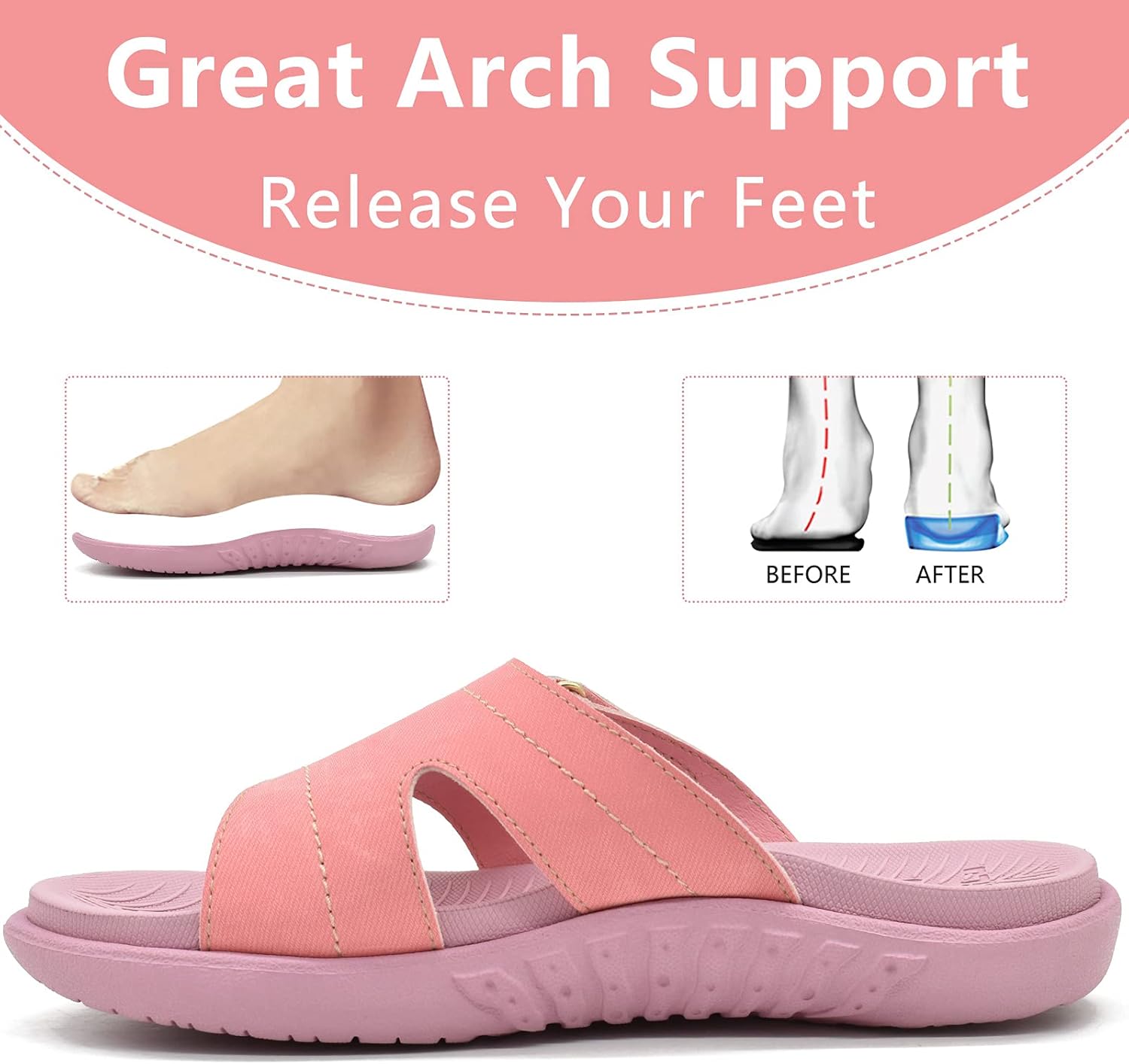 KuaiLu Womens Fashion Orthotic Slides