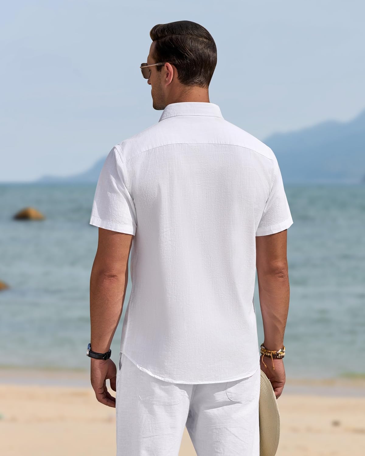J.VER Mens Linen Shirt Short
