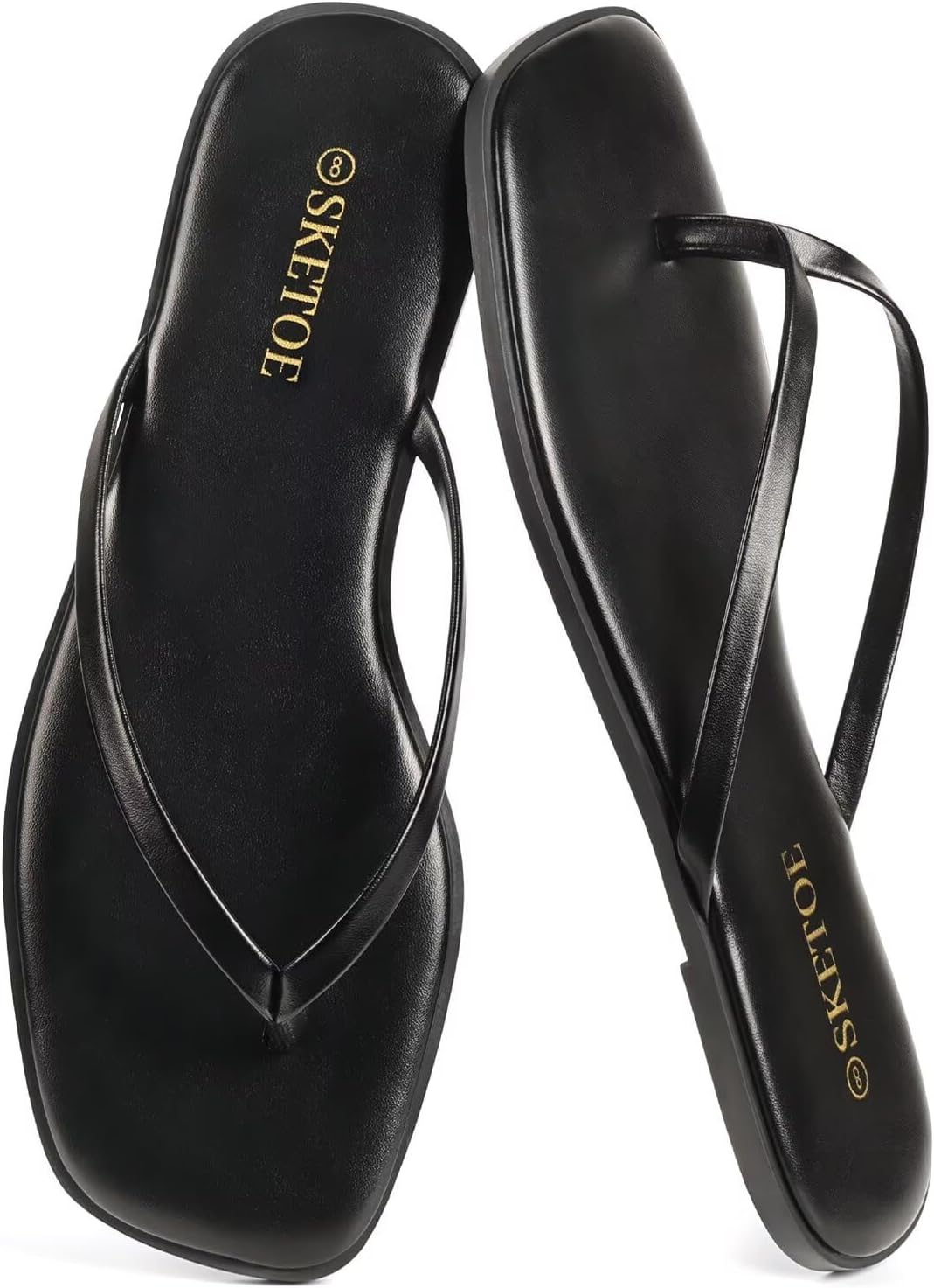 Women Square Toe Leather Flip