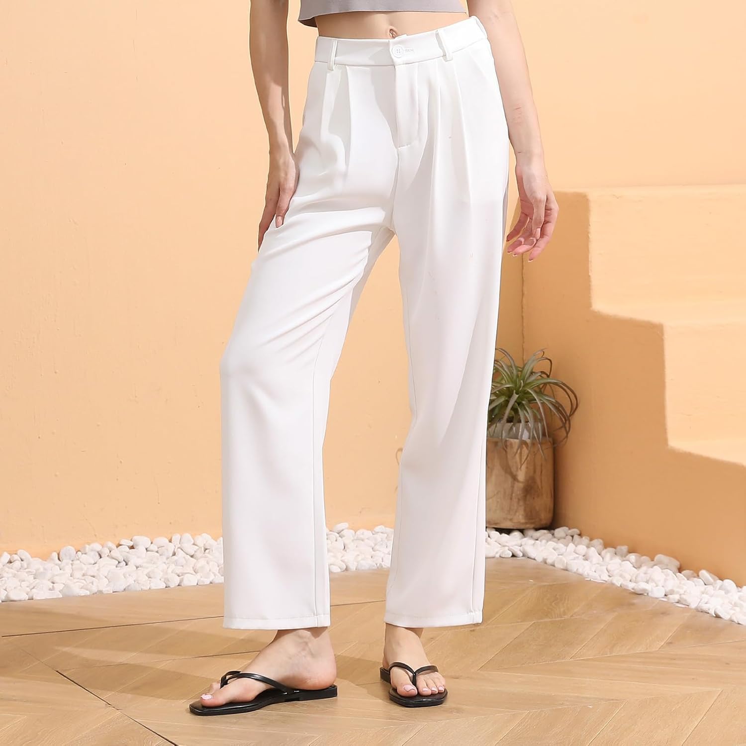 Women Square Toe Leather Flip