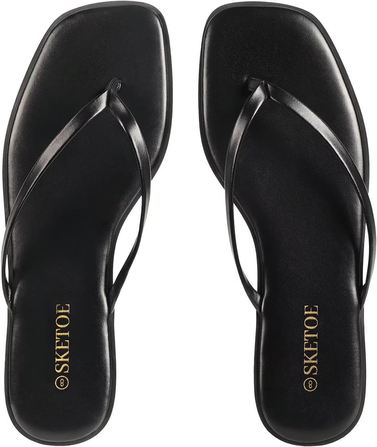Women Square Toe Leather Flip