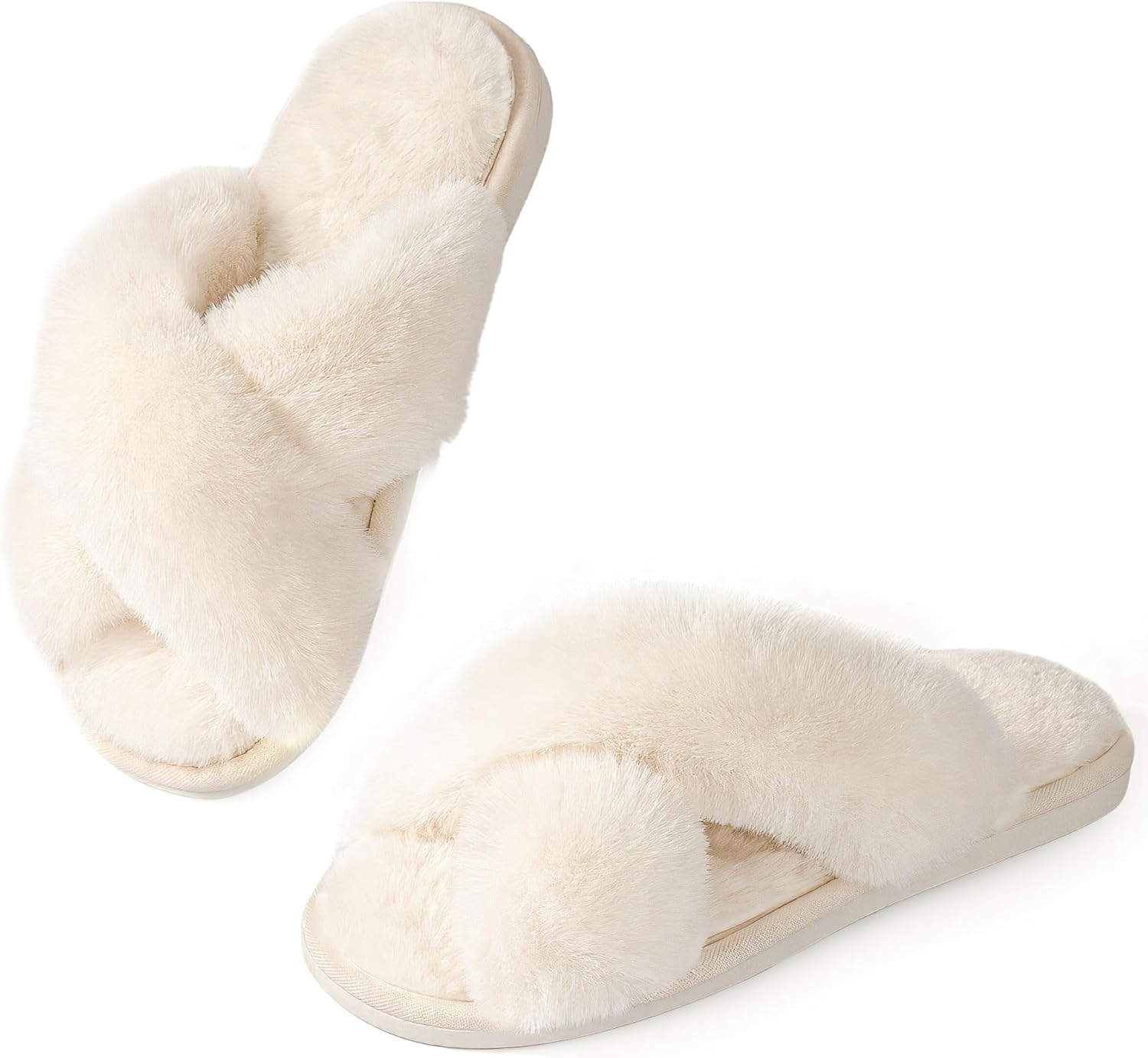 Ankis Women's Fuzzy Slippers Cross