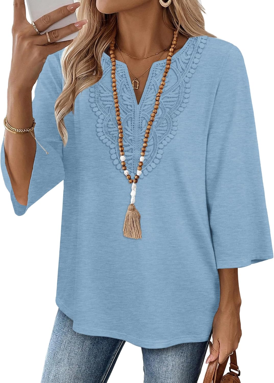 WIHOLL 3/4 Length Sleeve Womens
