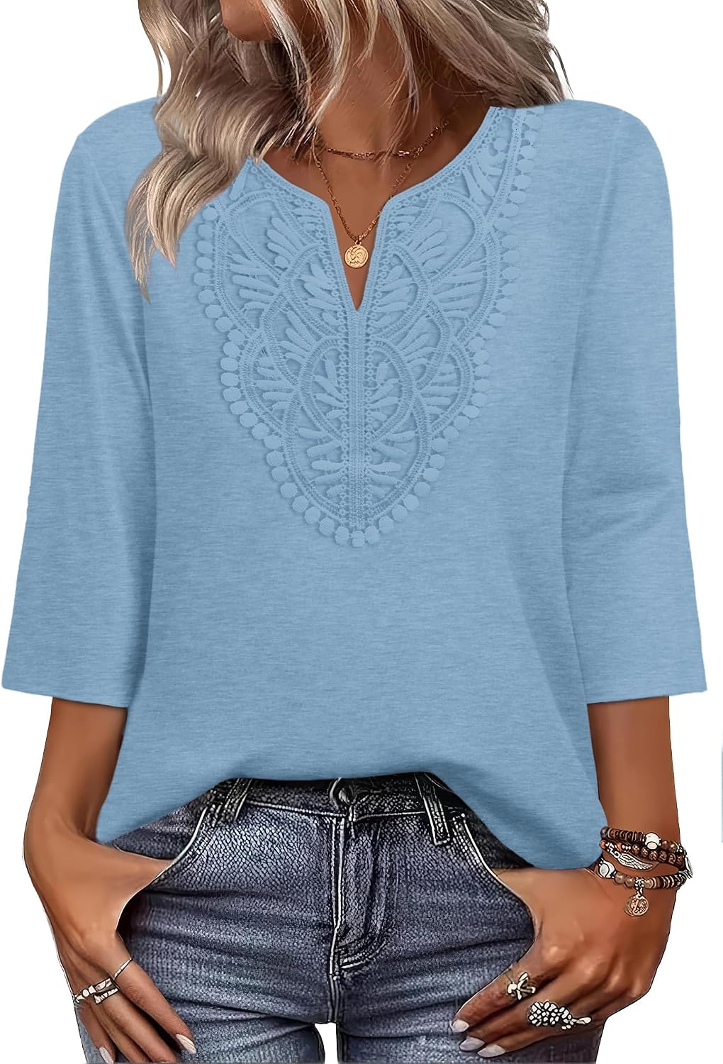WIHOLL 3/4 Length Sleeve Womens