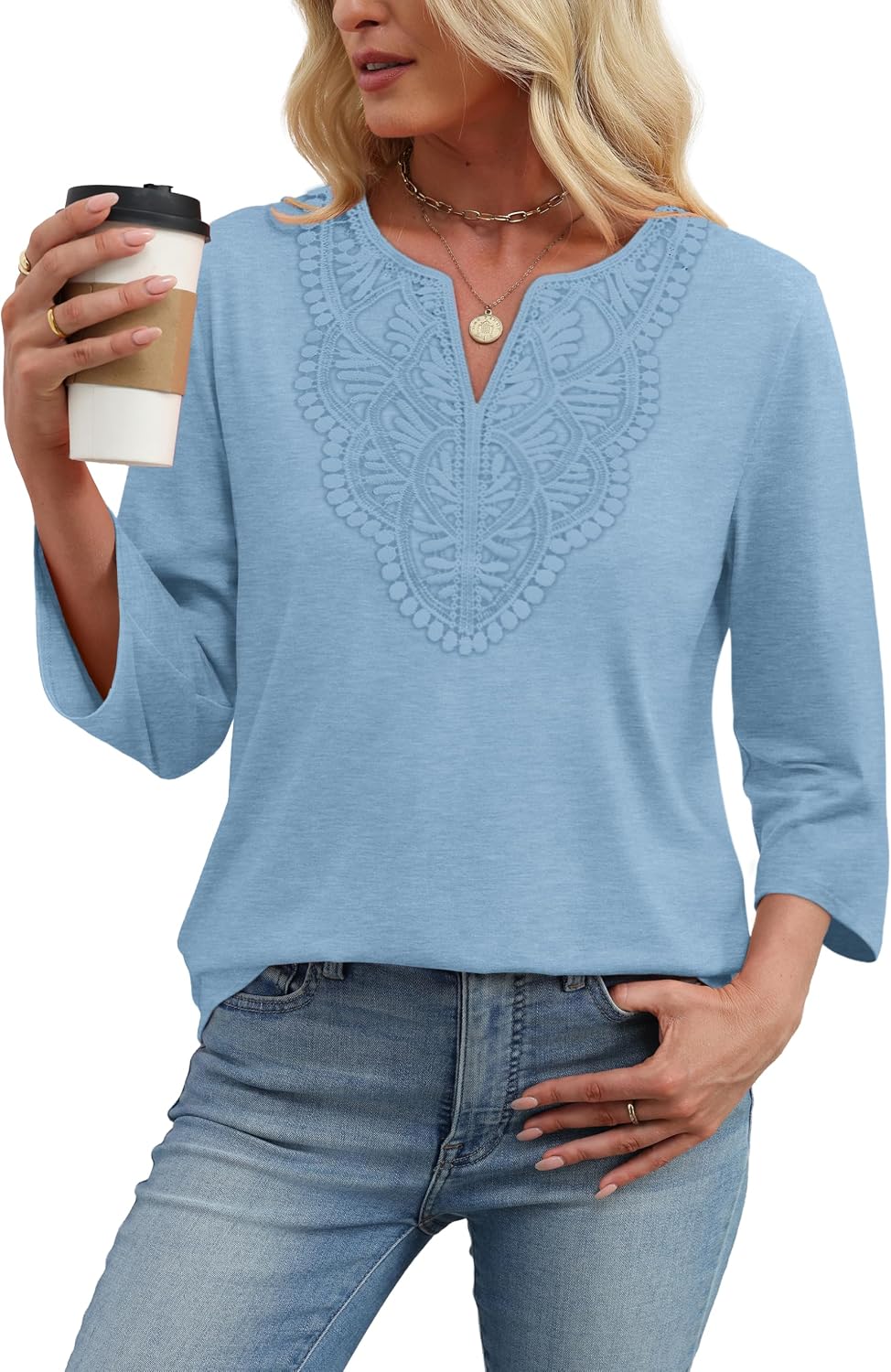 WIHOLL 3/4 Length Sleeve Womens