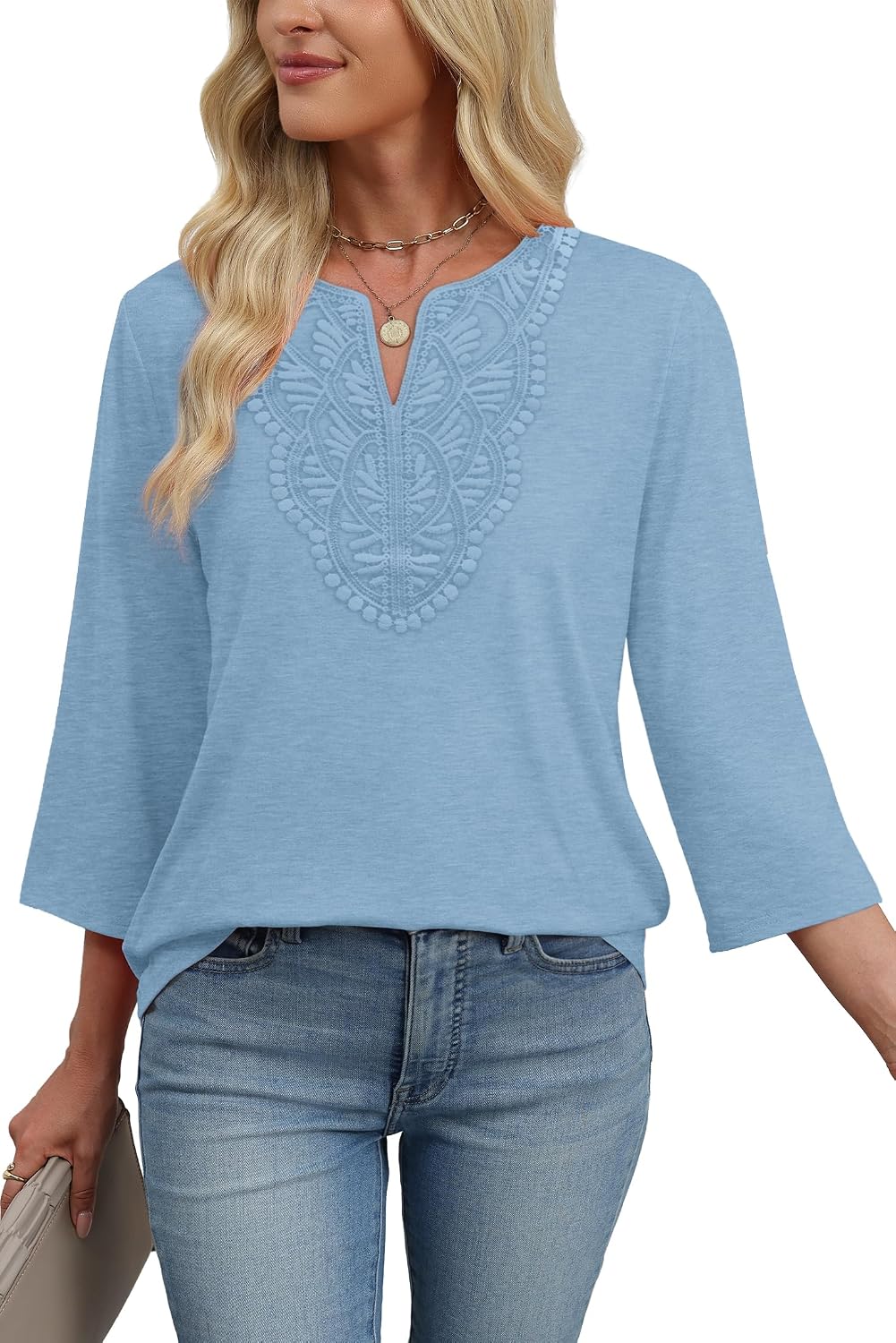WIHOLL 3/4 Length Sleeve Womens