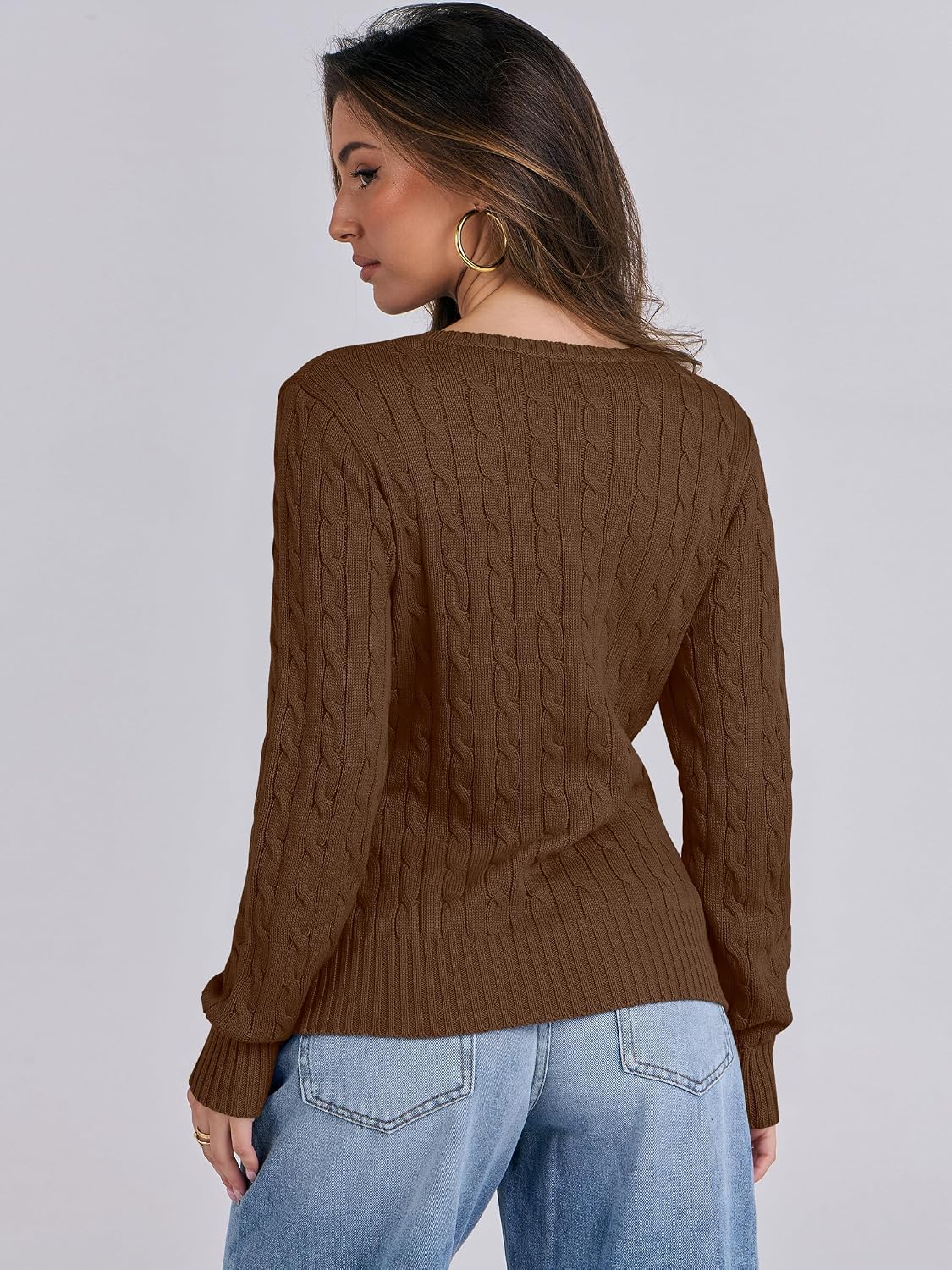 ANRABESS Women's Cable Knit V