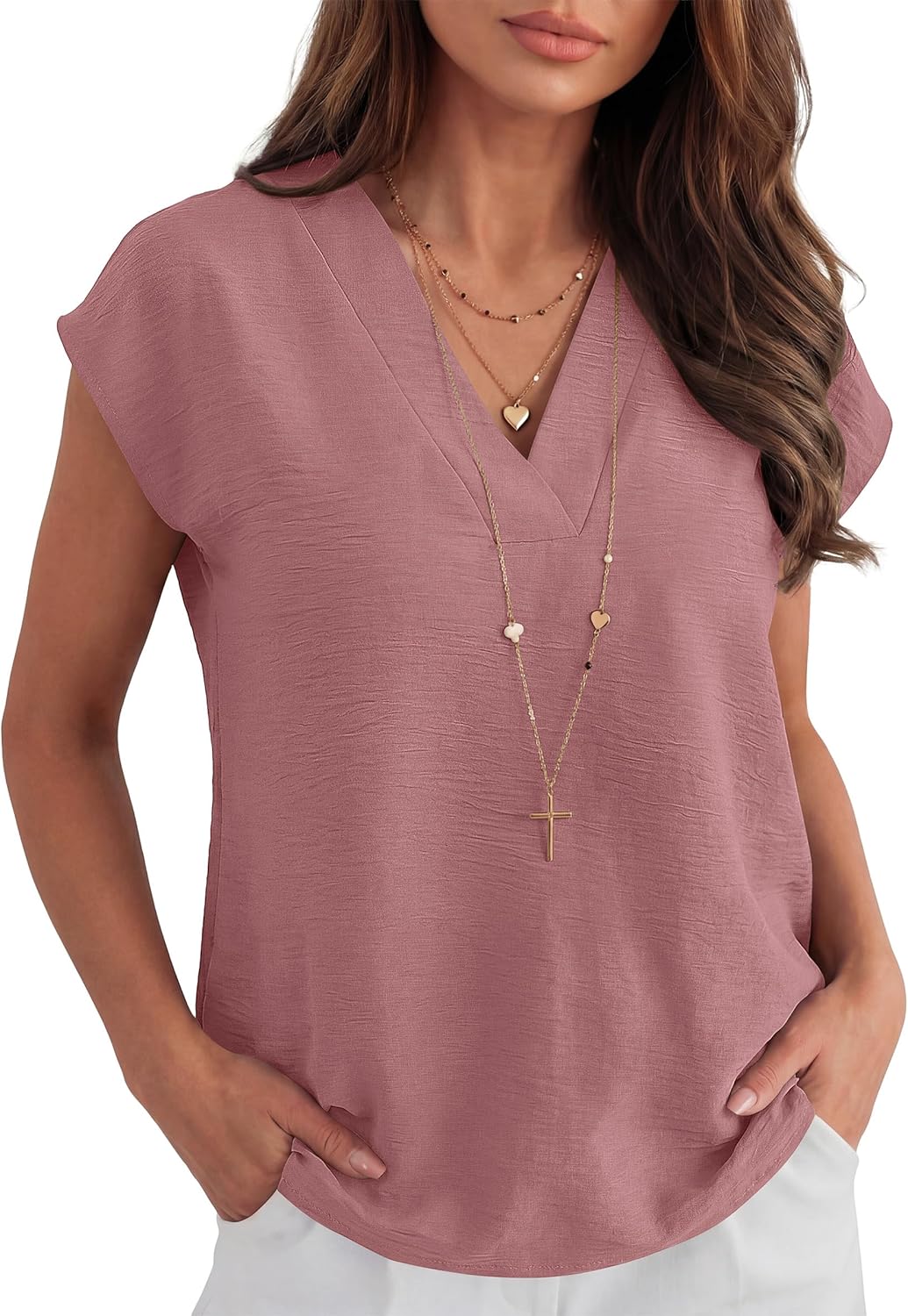 ANRABESS Women Tops Cap Sleeve