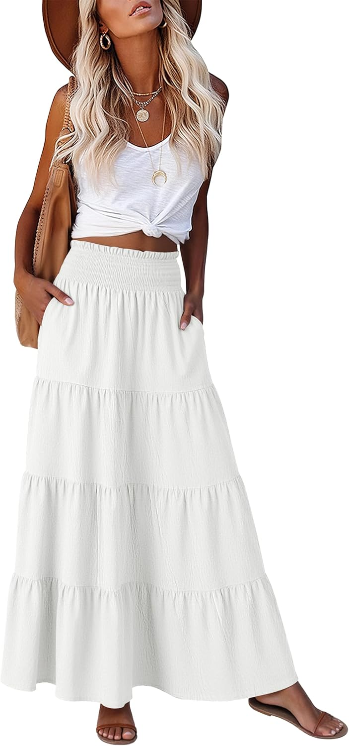 ANRABESS Womens Maxi Skirts, Elastic