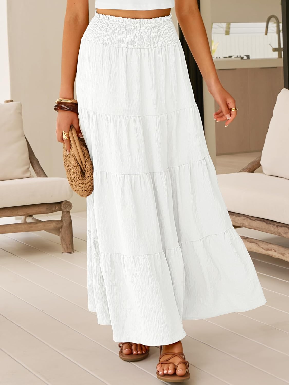 ANRABESS Womens Maxi Skirts, Elastic