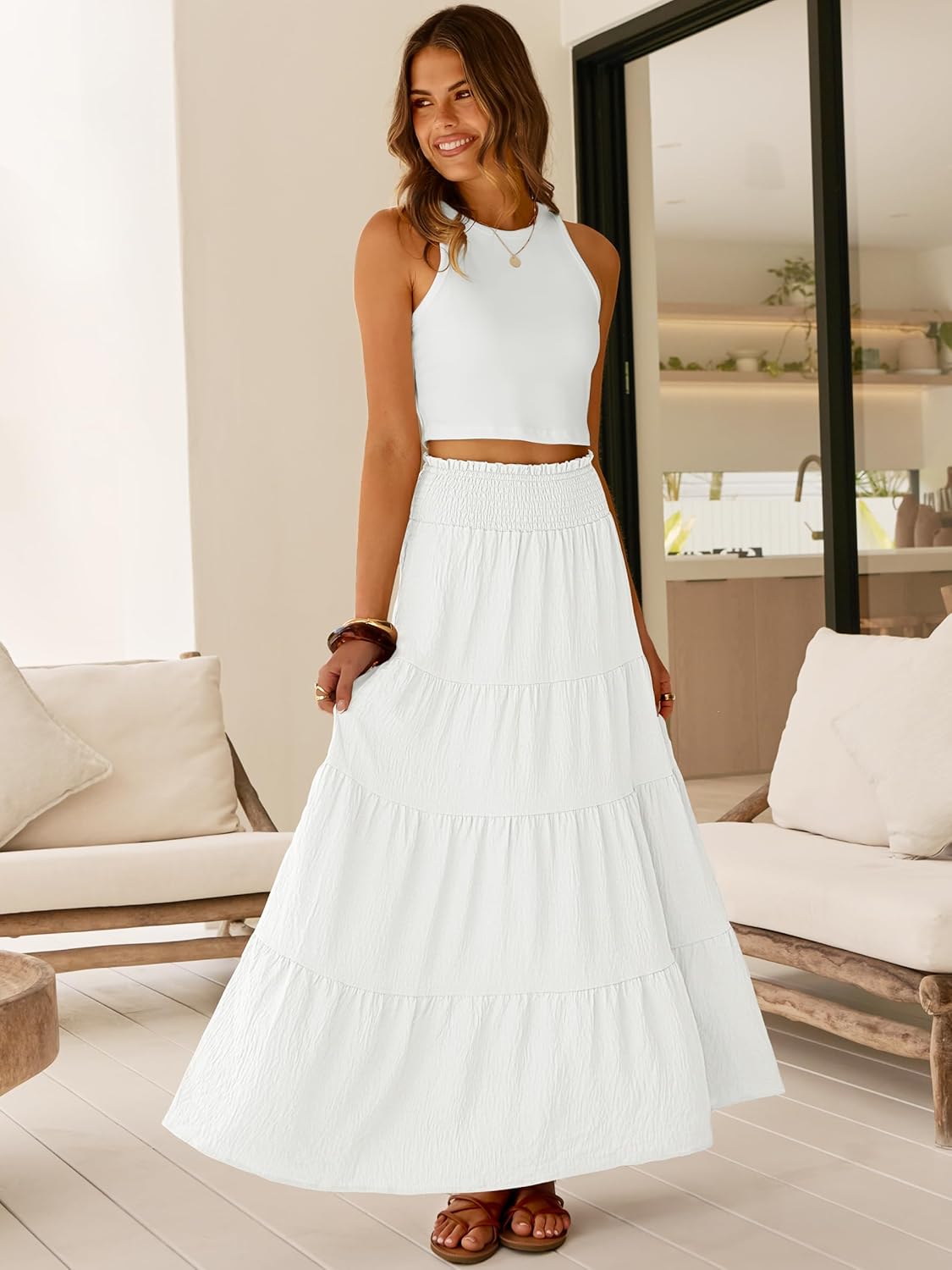ANRABESS Womens Maxi Skirts, Elastic