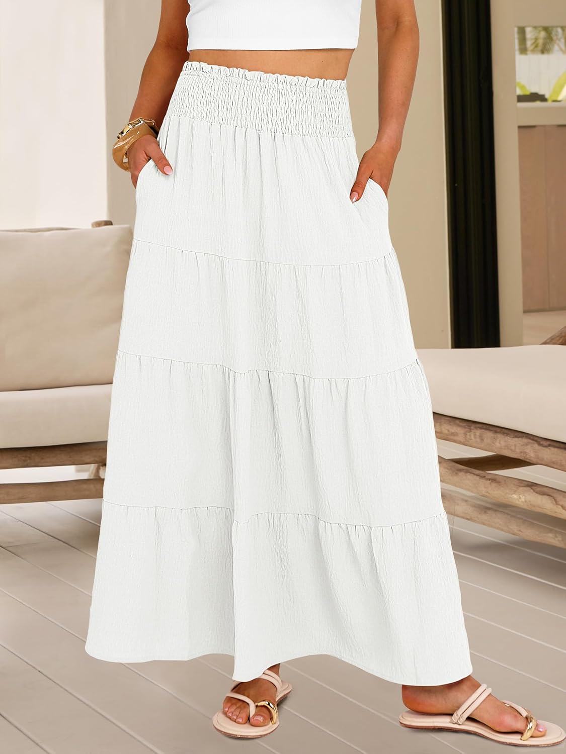 ANRABESS Womens Maxi Skirts, Elastic
