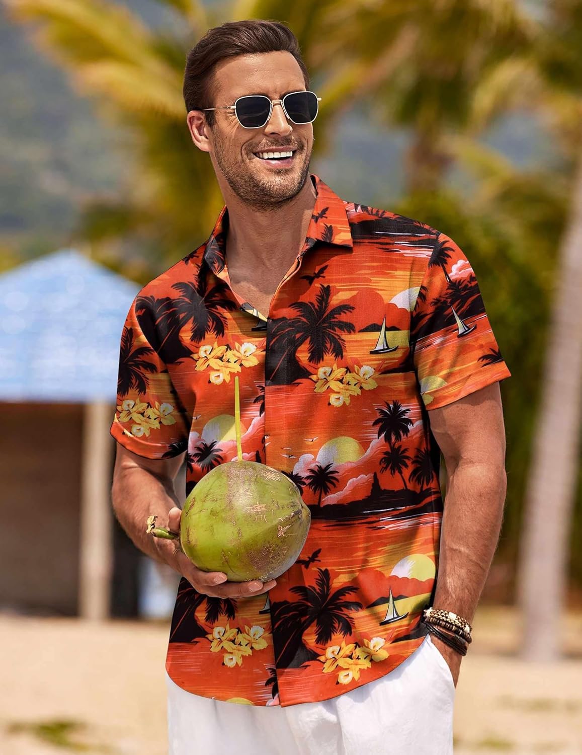COOFANDY Men's Linen Shirts Short
