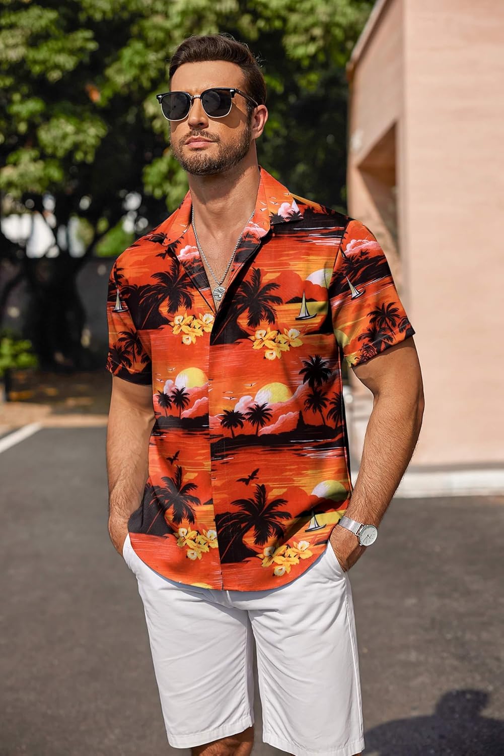 COOFANDY Men's Linen Shirts Short