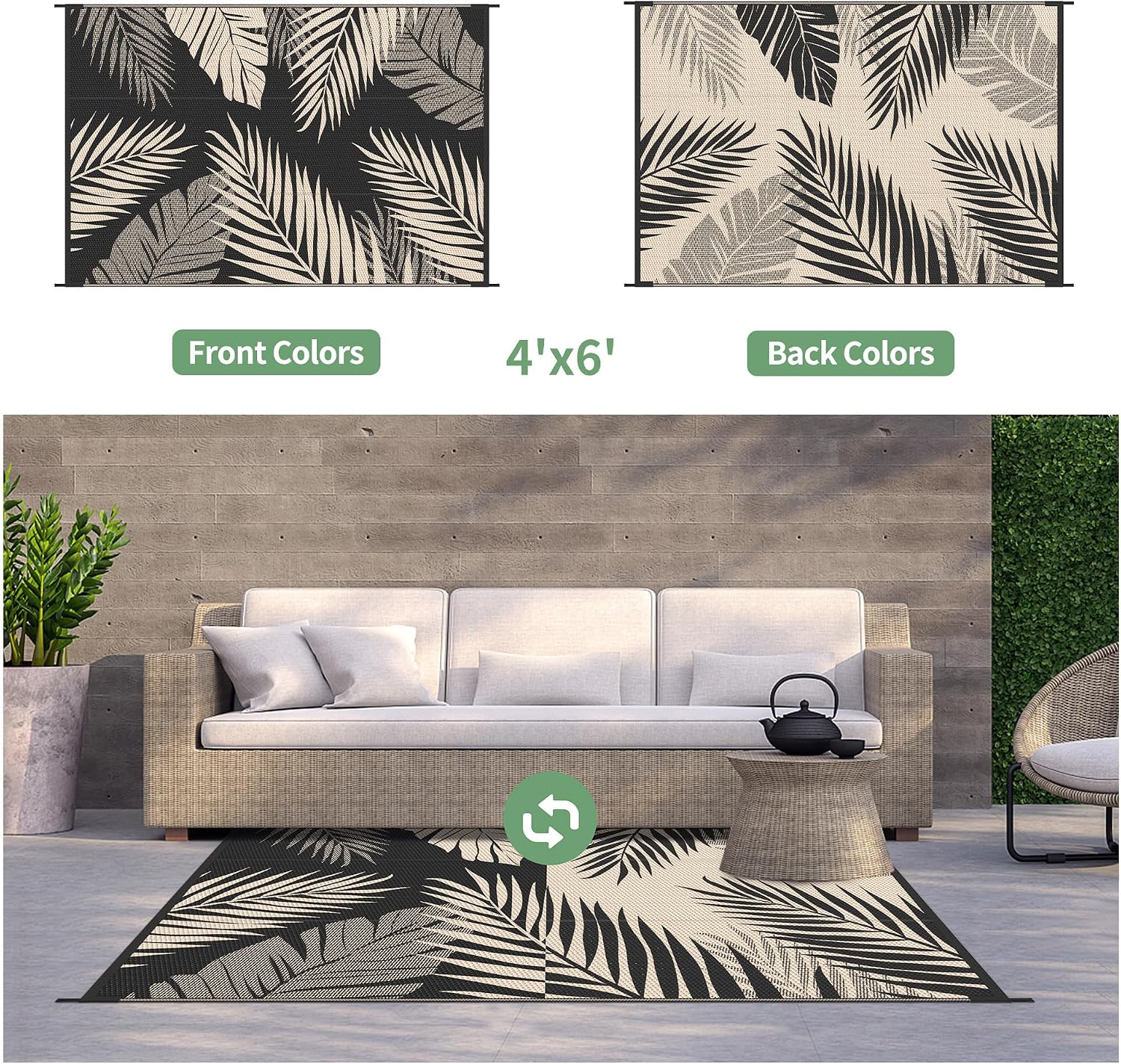 GENIMO Outdoor Rug, Waterproof Plastic