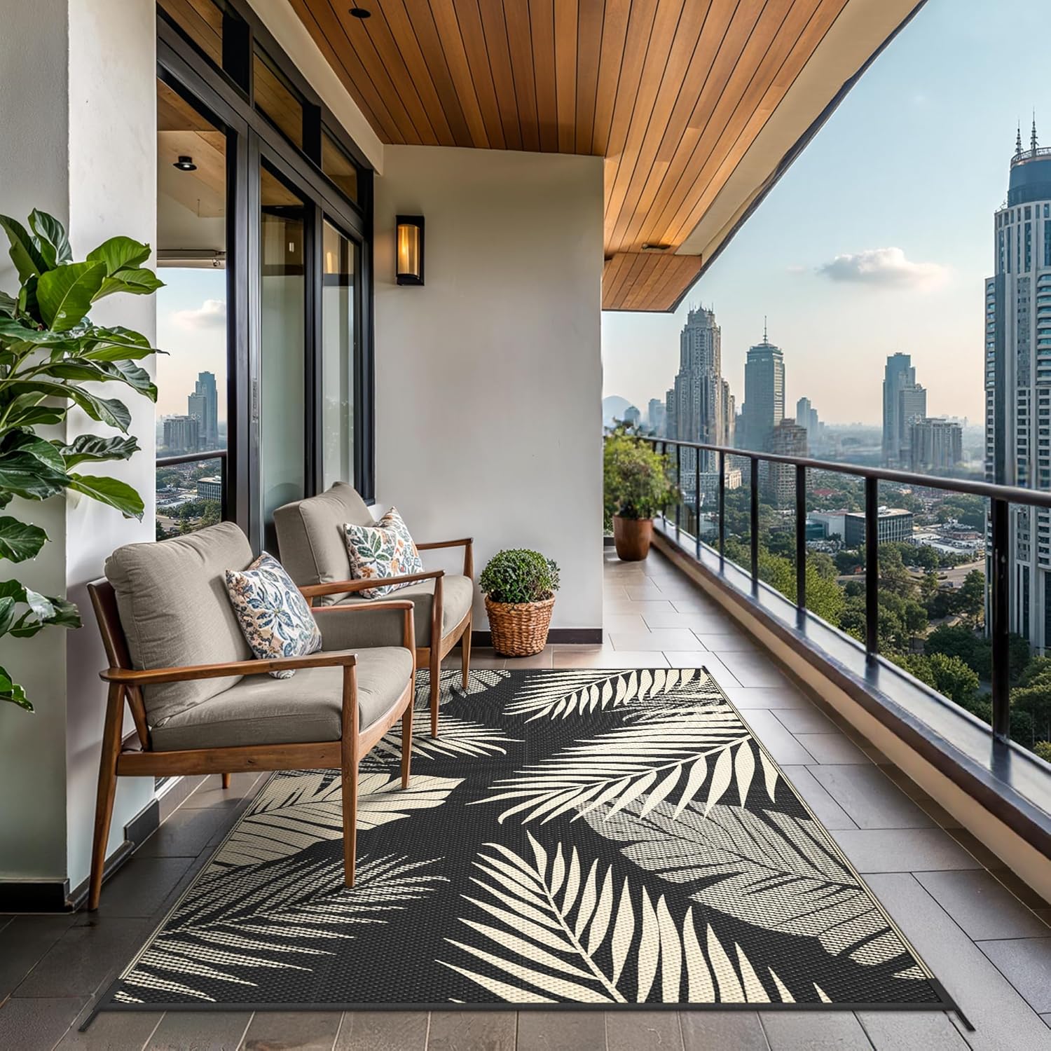 GENIMO Outdoor Rug, Waterproof Plastic