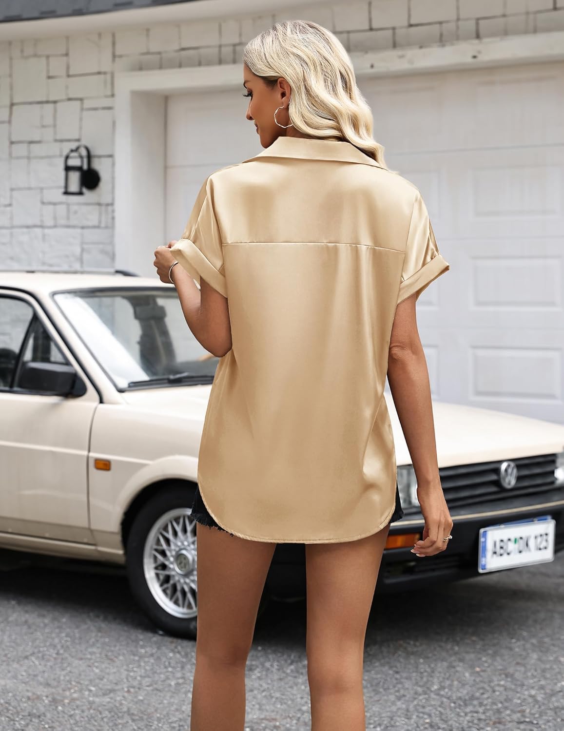 Zeagoo Womens Satin Blouse Short