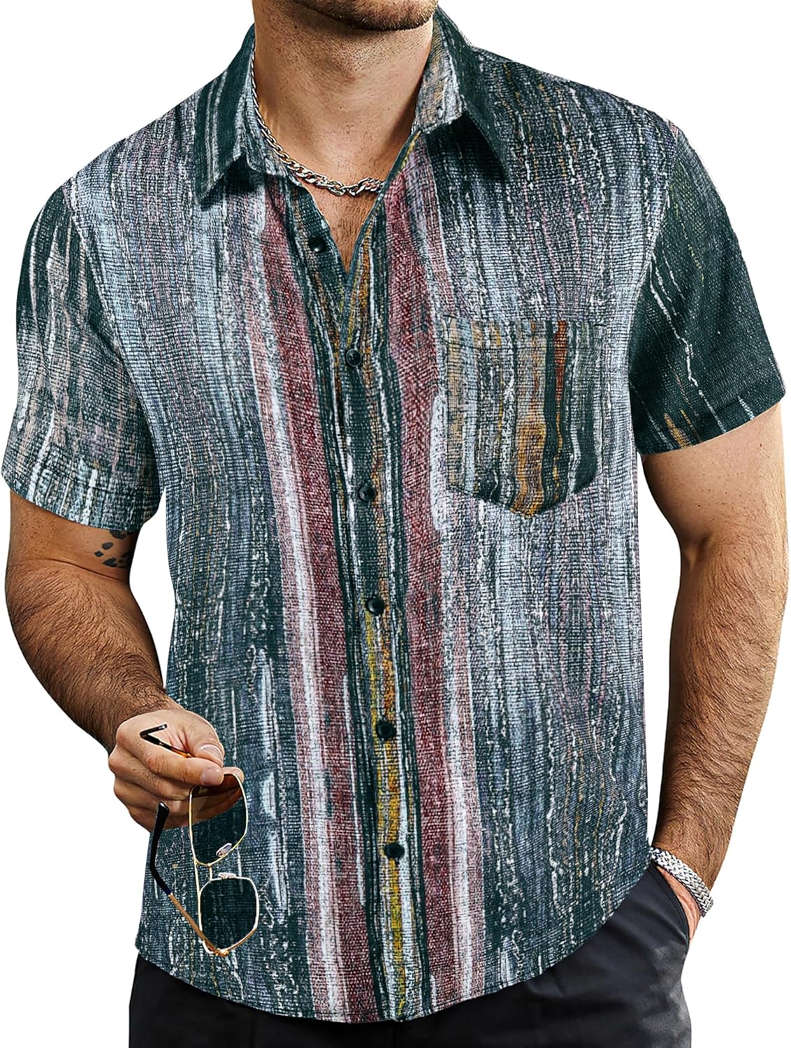 VATPAVE Mens Summer Striped Shirts