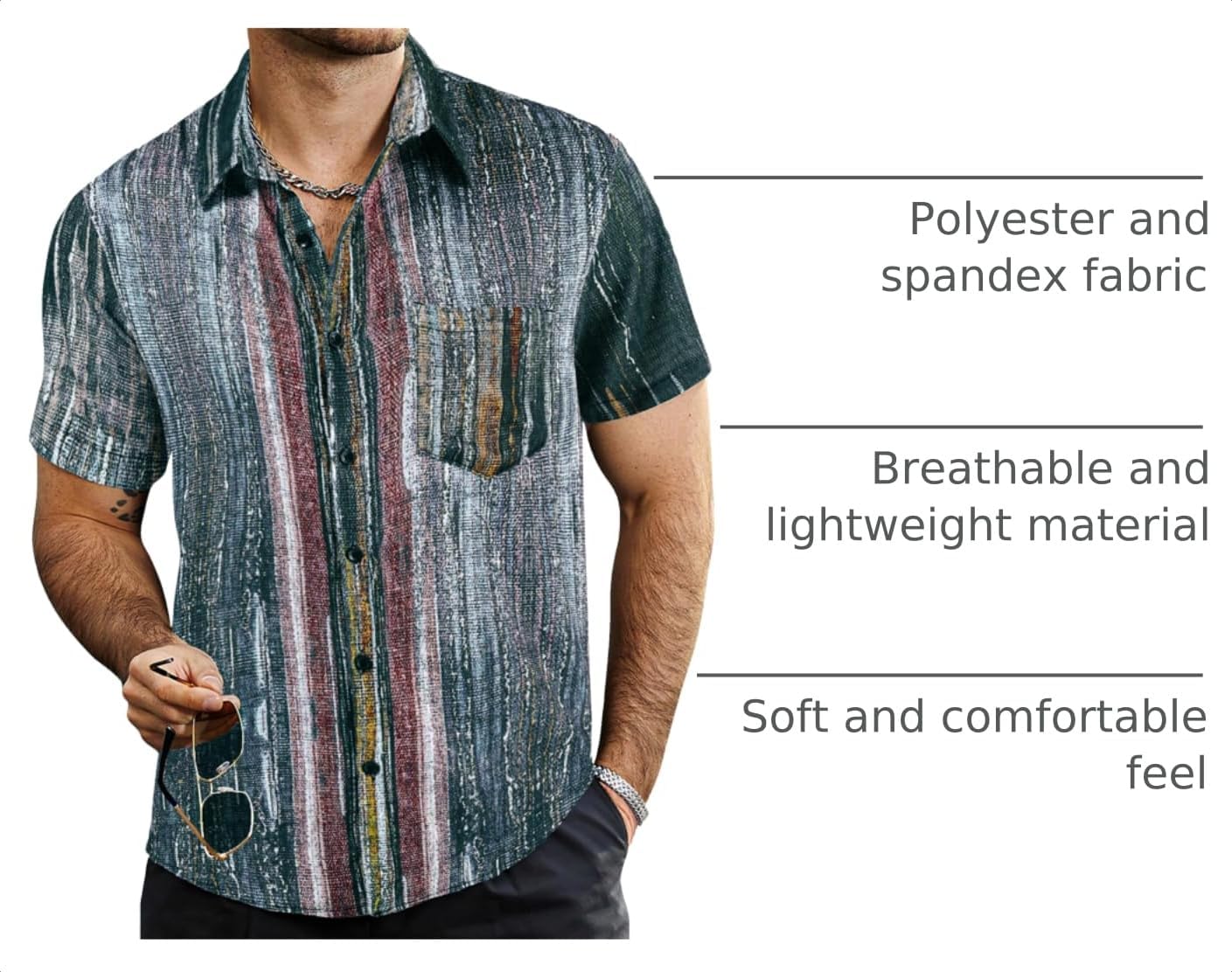 VATPAVE Mens Summer Striped Shirts