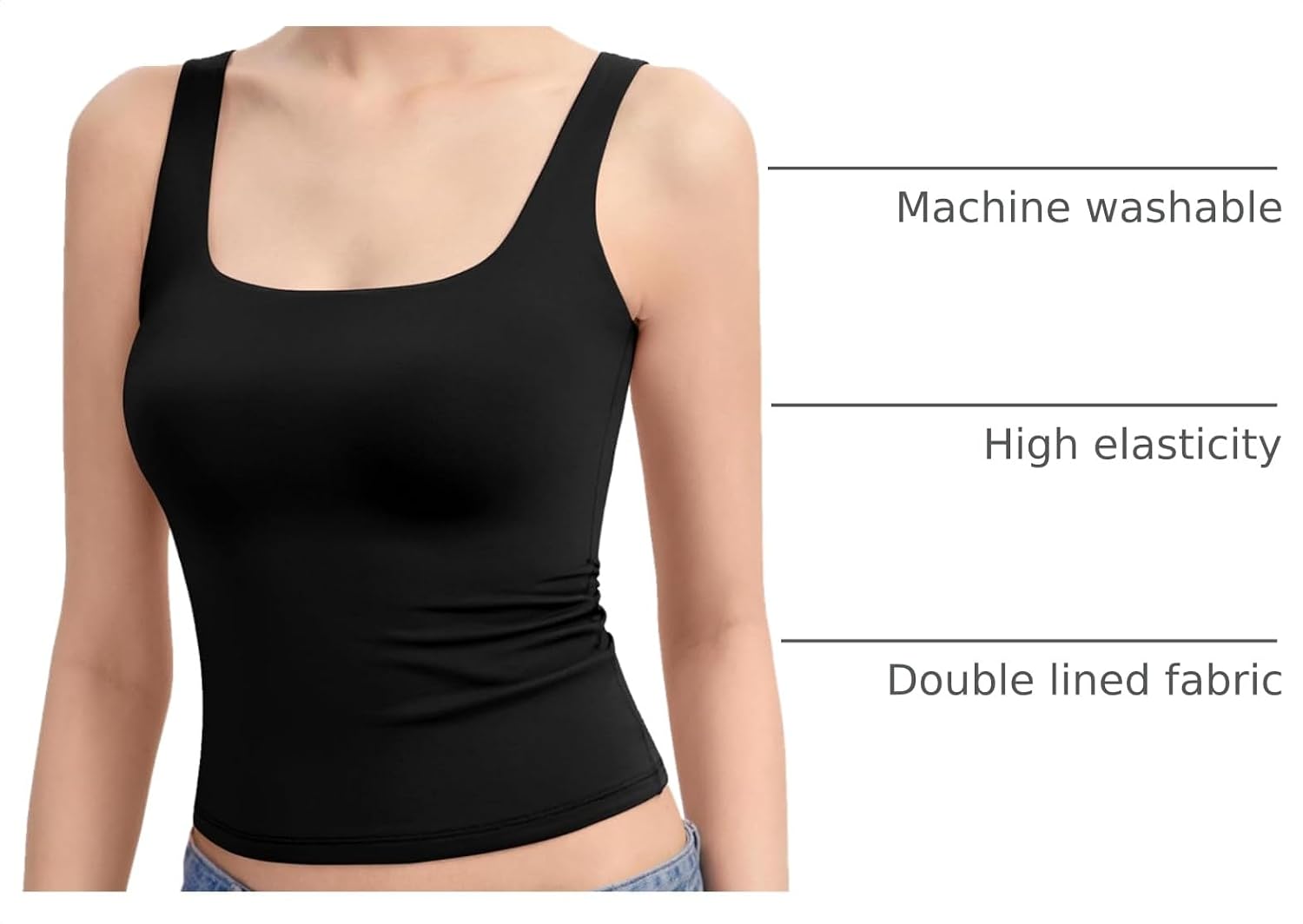 PUMIEY Women's Square Neck Tank