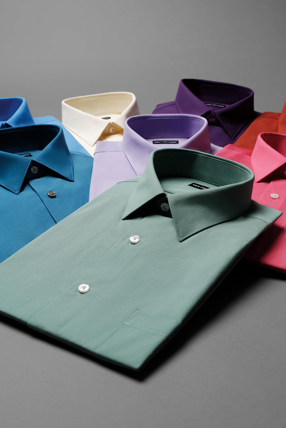 Van Heusen Mens Dress Shirt Regular Fit Poplin Solid - Image 6