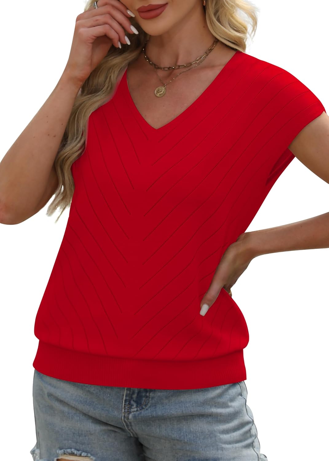 WIHOLL Short Sleeve Sweater