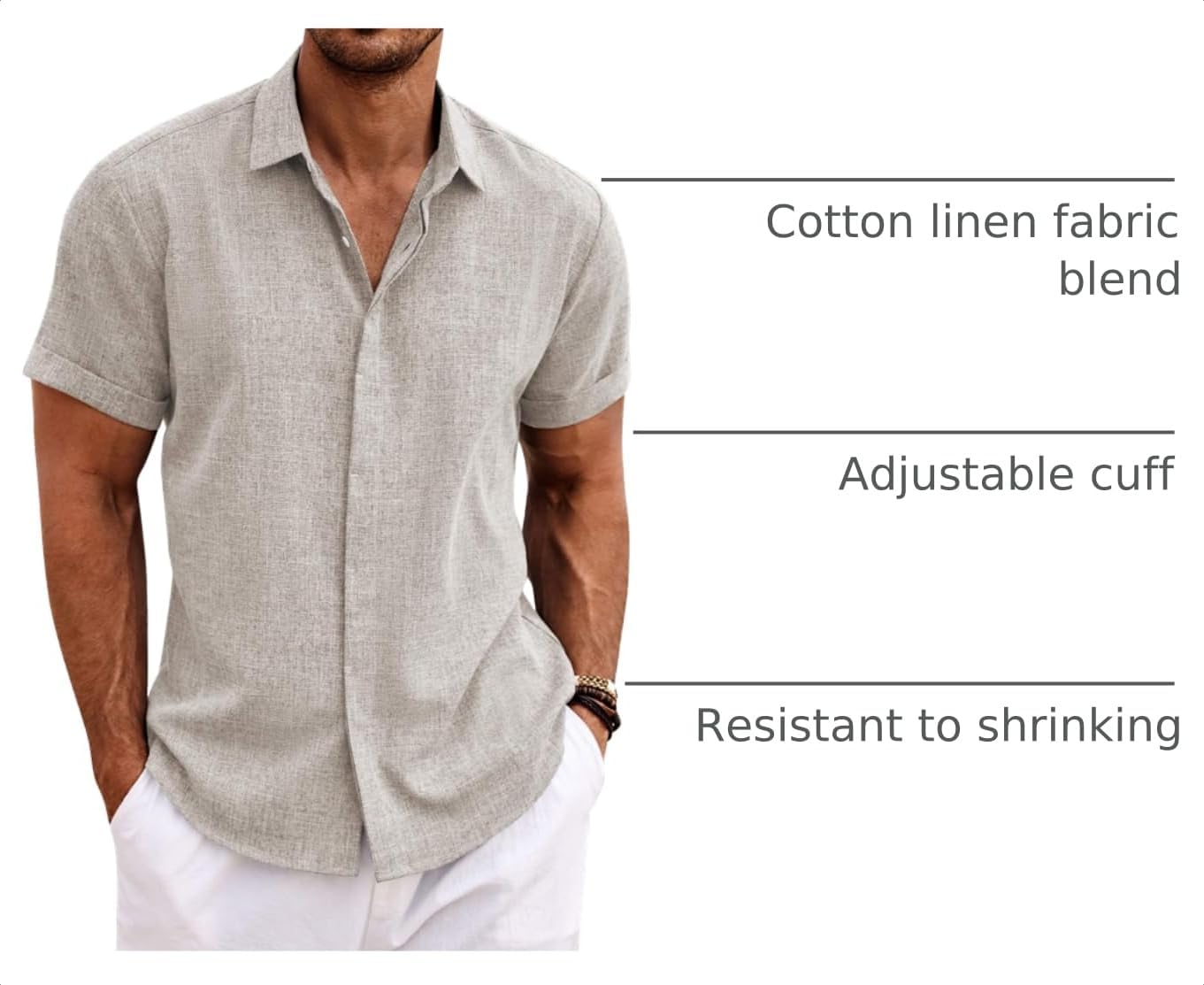 COOFANDY Men's Linen Shirts Short