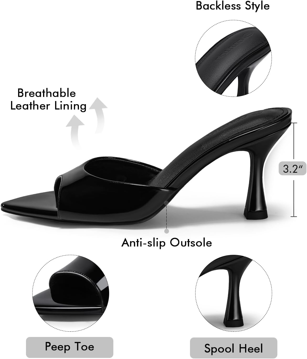 Coutgo Womens Kitten Heel Sandals