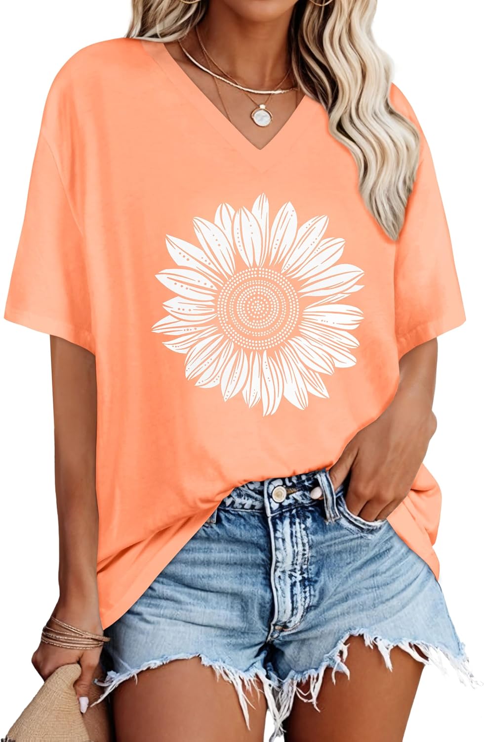 Oversized Tshirts for Women Graphic V Neck Short Sleeve Summer Casual Tops | Rosemia Oversized Graphic Tshirts Soft Lightweight Tees Loose Tops Suitable for All Day Dressing Has Different Patterns 2026