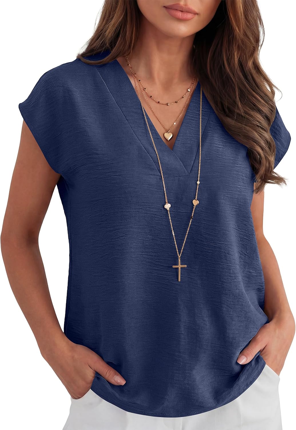 ANRABESS Women Tops Cap Sleeve