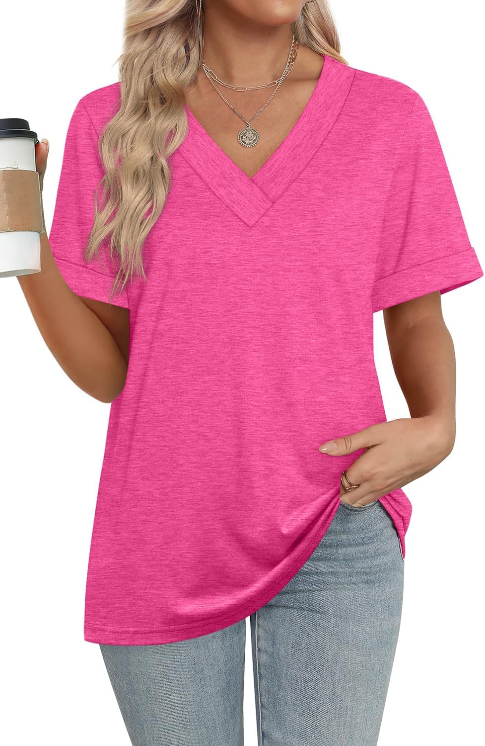 WIHOLL Womens Summer Tops Short