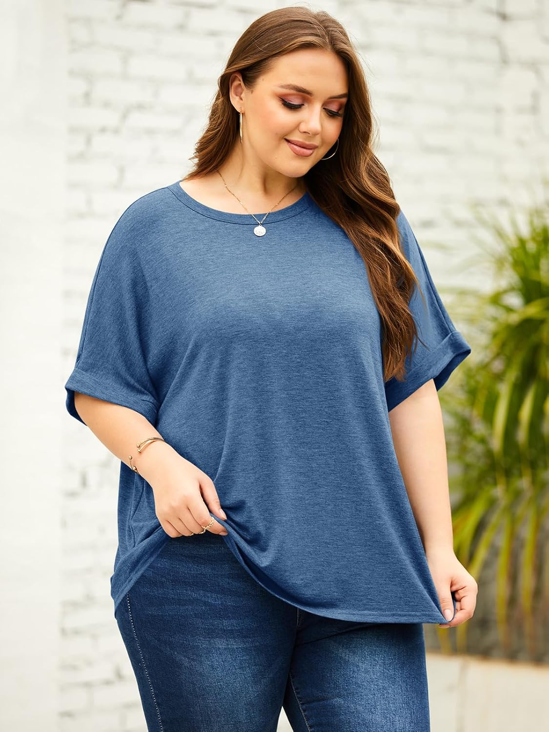 Langwyqu Womens Tops Oversized Tshirts
