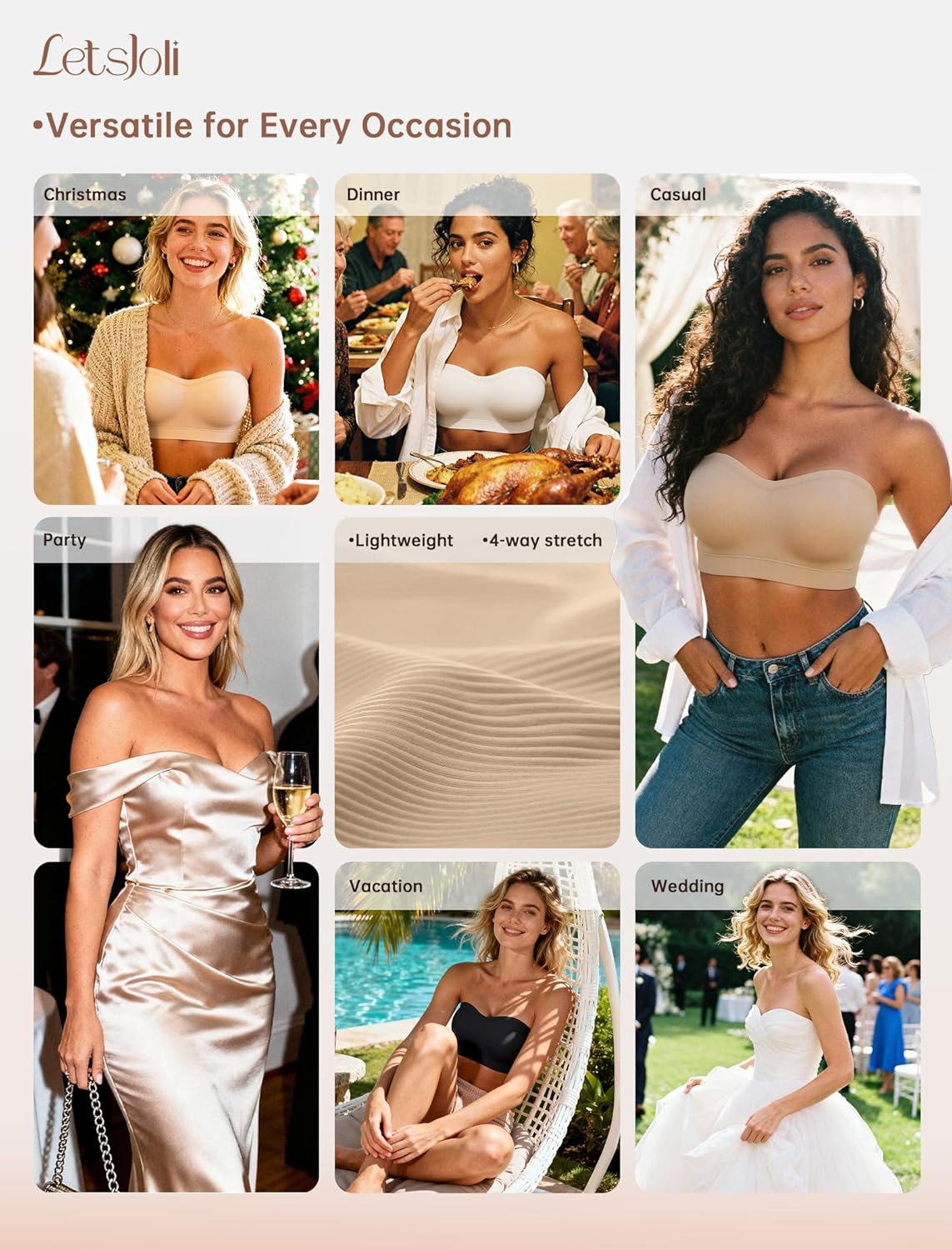 LetsJoli Strapless Bras for Women