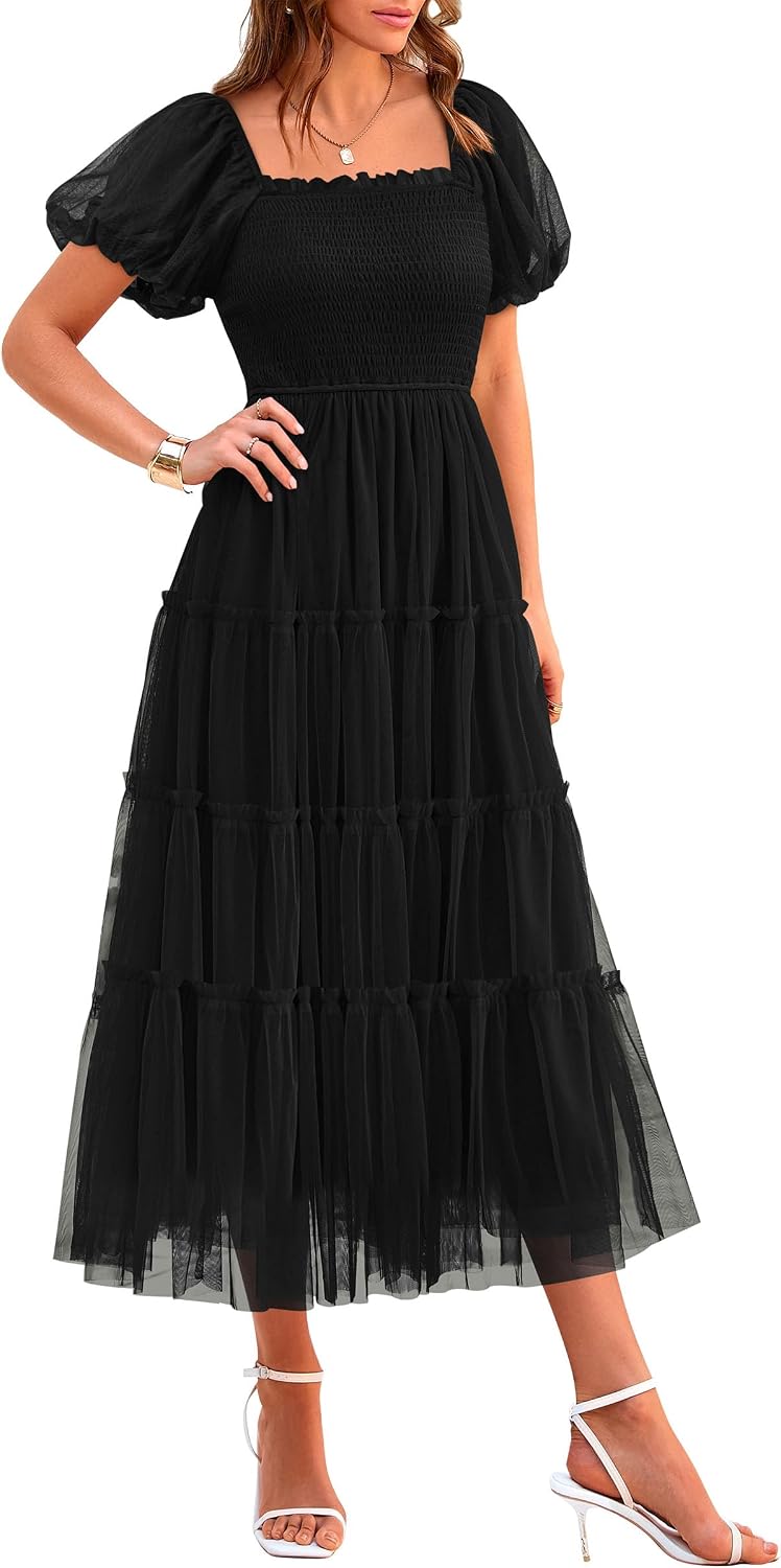 PRETTYGARDEN Women's Summer Smocked Midi
