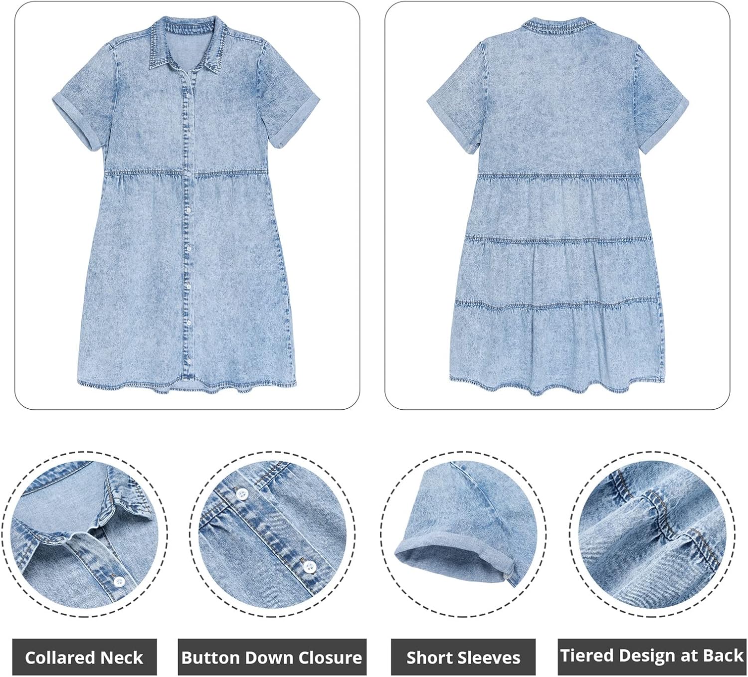 GRAPENT Denim Dress for Women