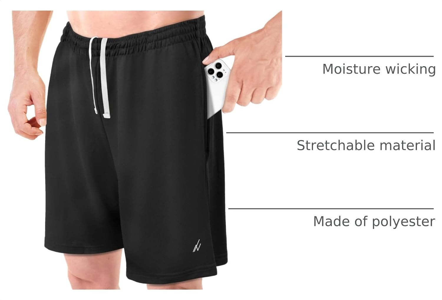 Breathable Mesh Mens Athletic Shorts