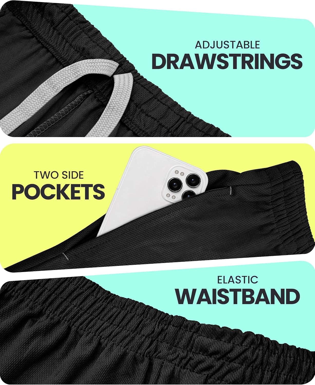 Breathable Mesh Mens Athletic Shorts