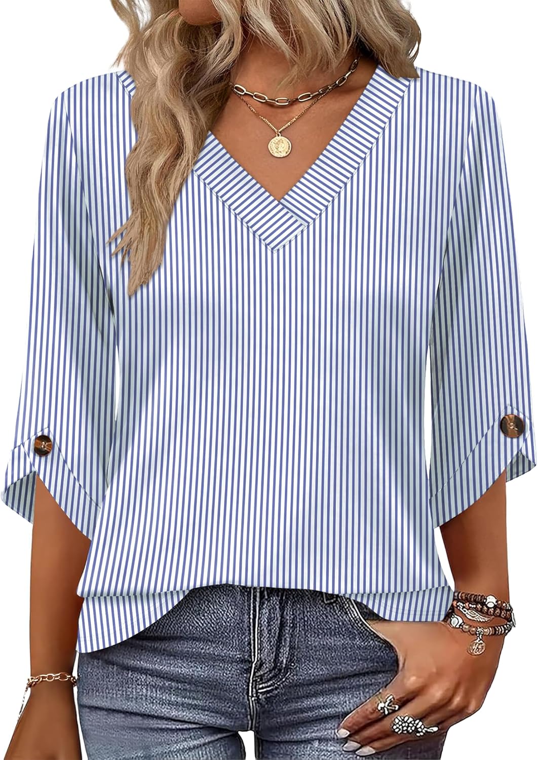 OFEEFAN 3/4 Length Sleeve Womens