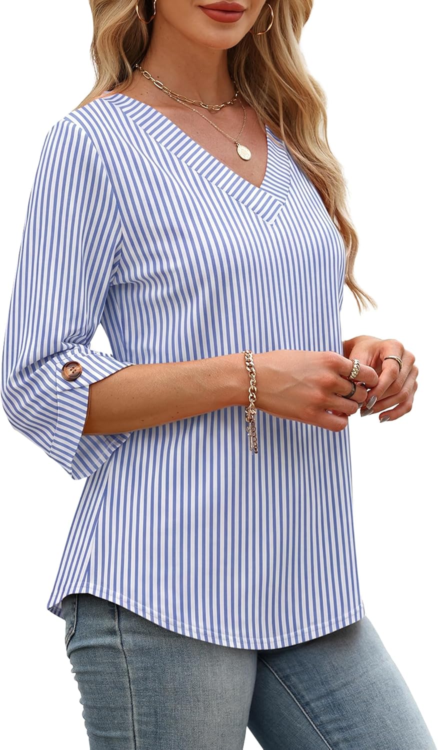 OFEEFAN 3/4 Length Sleeve Womens