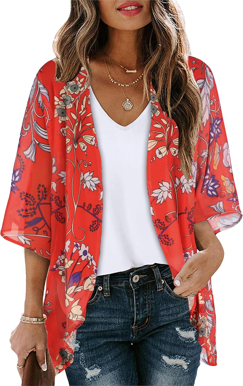 CHICGAL Womens Floral Kimono Cardigan