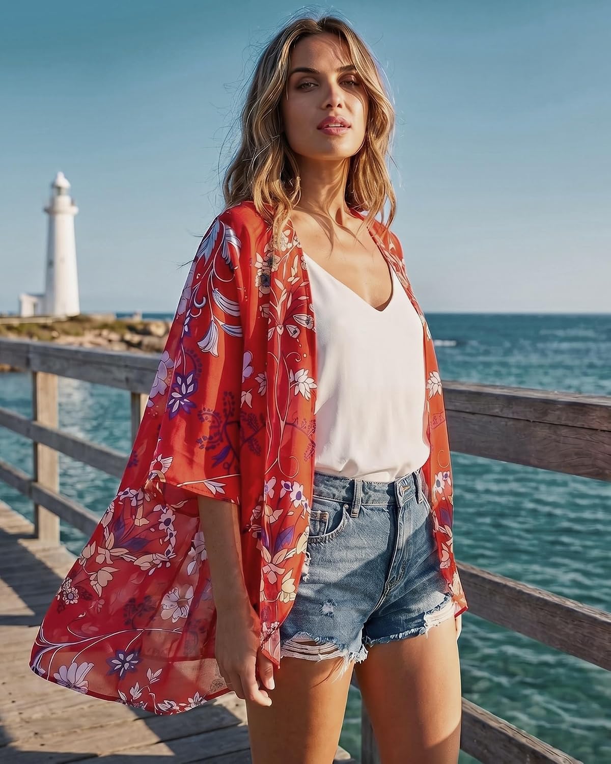 CHICGAL Womens Floral Kimono Cardigan