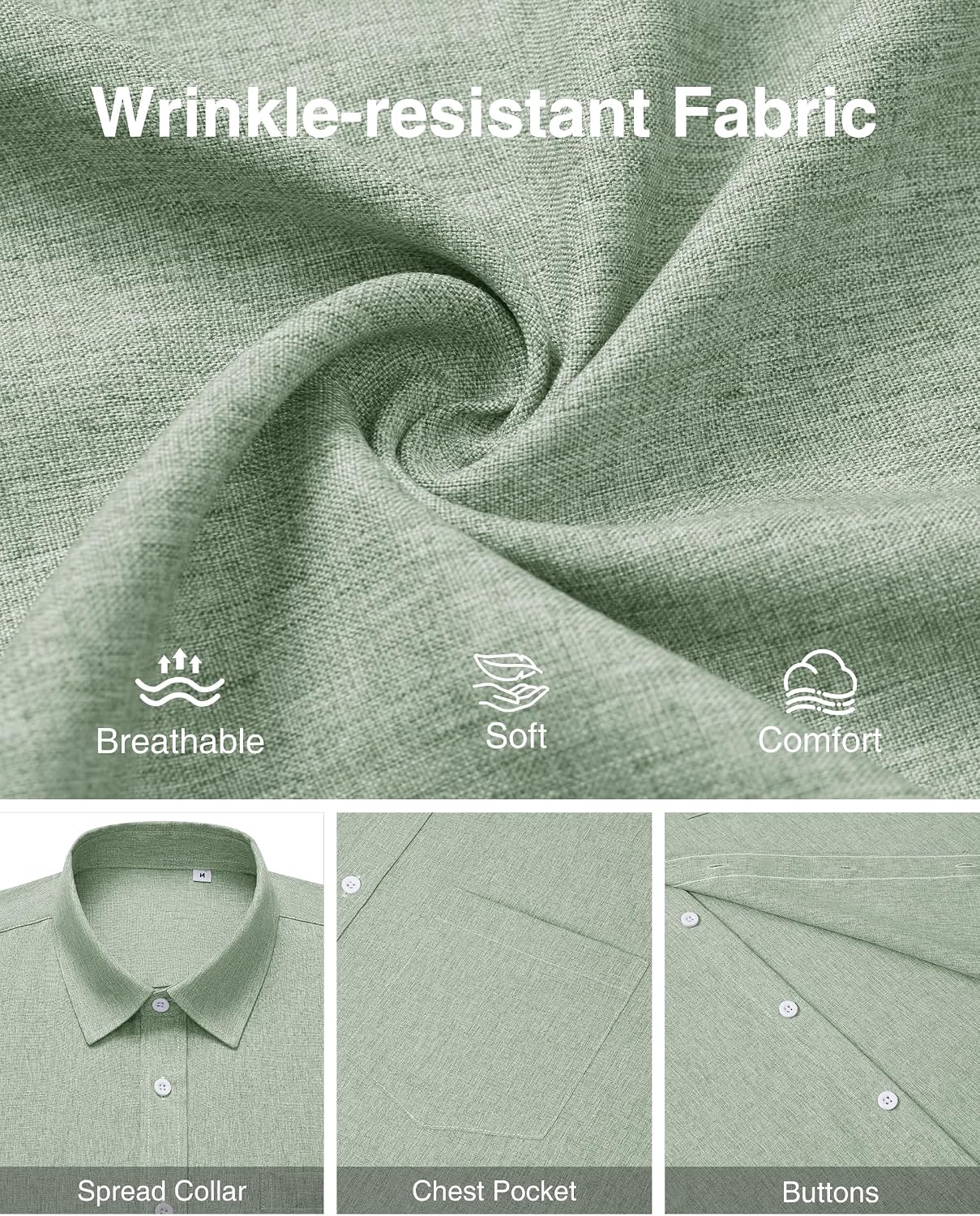 Mens Linen Shirt Short Sleeve
