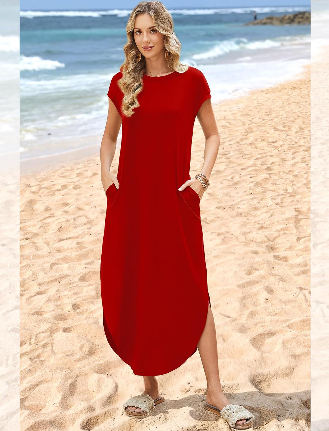 WIHOLL Summer Dresses Cap Sleeve