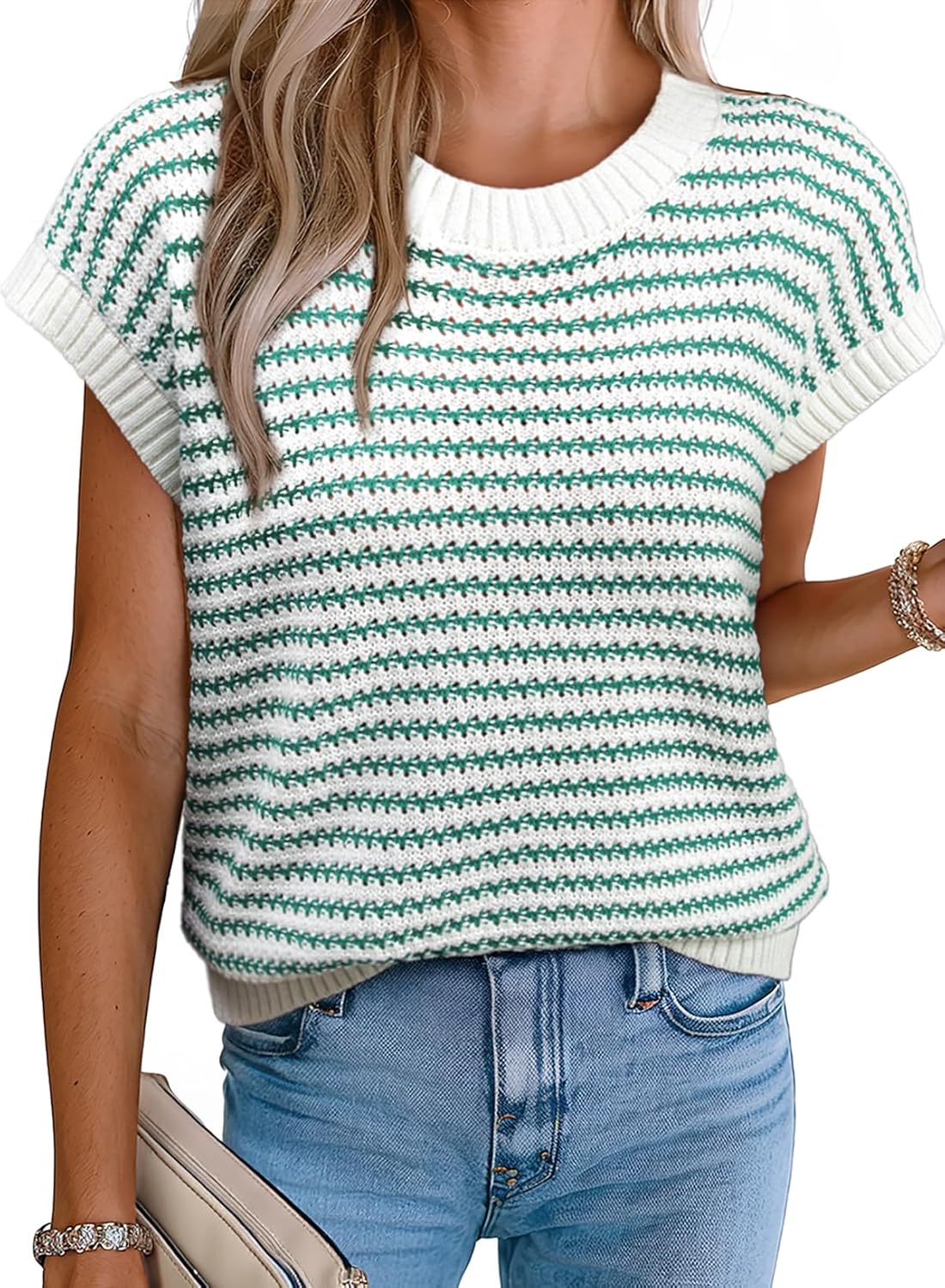 EVALESS Women's Striped Cap Sleeve