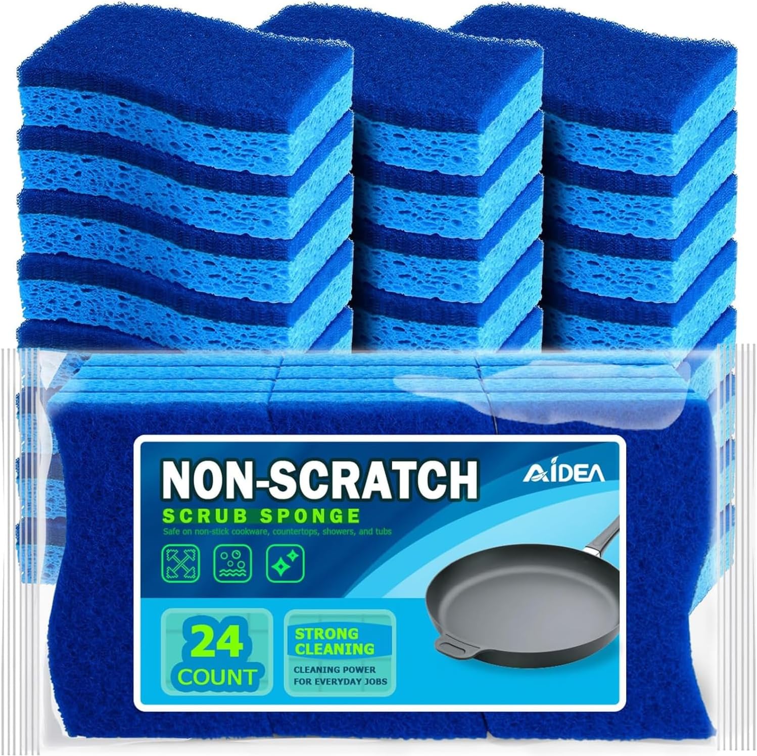 AIDEA Non Scratch Scrub Sponge-24Count