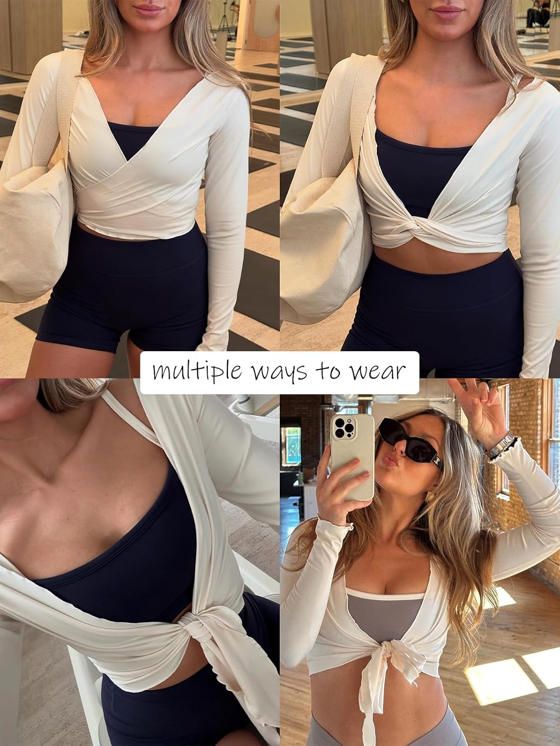 Womens Self Tie Workout Tops