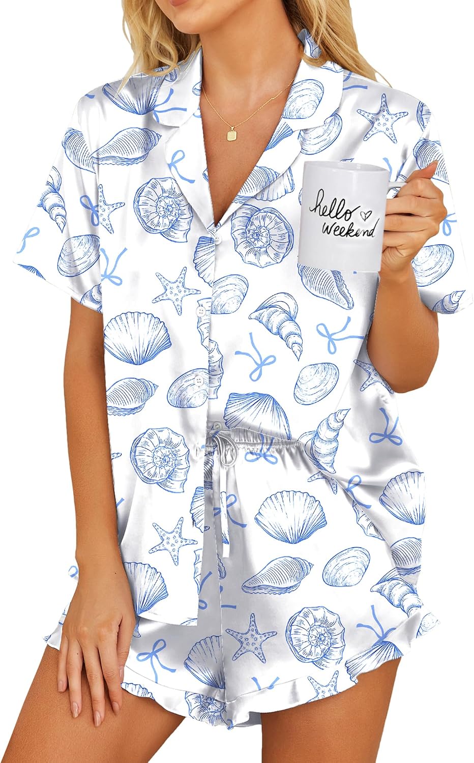 Ekouaer Womens Satin Pajamas Set